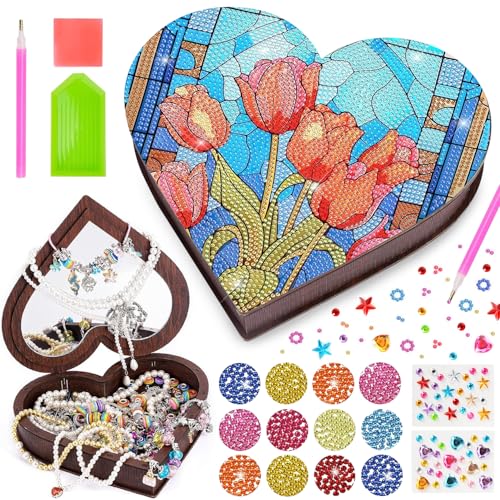 Geschenke für Mädchen 6 7 8 9 10 Jahre, Diamond Painting Kinder mit 2 Diamant Aufklebernr, Bastelset Kinder 6-10 Jahre Geburtstagsgeschenk, DIY Diamantkunst Schmuck Basteln Mädchen Kreative Spielzeug von BITOYO