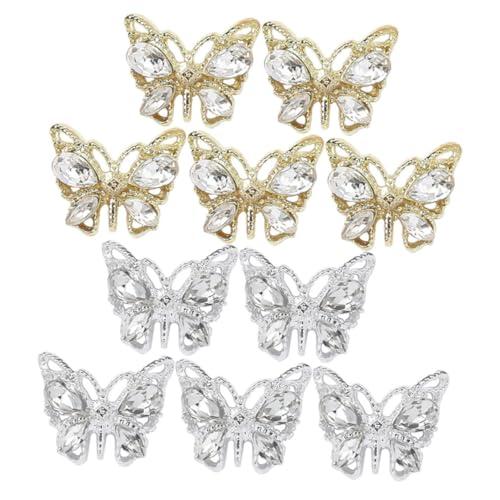 BIUDECO 10 Stück Teiliges Schmetterling Nail Charms aus Langlebiger Legierung mit Funkelnden Strasssteinen Design für DIY Nagelkunst Eleganter Fingerschmuck für Professionelle Maniküre und BIUDECO 10 Stück Teiliges Schmetterling Nail Charms aus Langlebiger Legierung mit Funkelnden Strasssteinen Design für DIY Nagelkunst Eleganter Fingerschmuck für Professionelle Maniküre und von BIUDECO