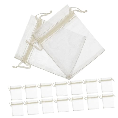 BIUDECO 100 Stück Kordelzug Organzasäckchen für Schmuck und Kleine Transparente Beutel für Hochzeiten Partys und Beige von BIUDECO