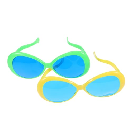 BIUDECO 2 Stücke Überdimensionale Hawaii Sonnenbrille Lustige Partybrille für Strand und Foto Requisiten für Sommergeburtstagsfeiern Bunte Dekorationen Gelb Grün von BIUDECO