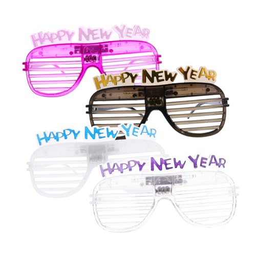 BIUDECO 4 Stück LED Partybrillen Set Leuchtende Neujahrsbrillen aus Hochwertigem Lustige Verkleidungsbrille für Feier Festival und Karneval für Erwachsene Zufällige Farben von BIUDECO