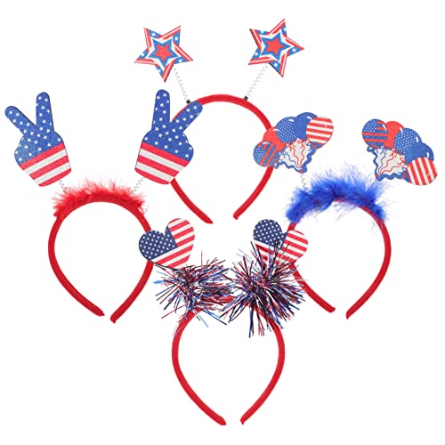 BIUDECO 4 Stück Teiliges Unabhängigkeitstag Stirnband Patriotische Haarbänder mit Amerikanischer Flagge Festliche Kopfbedeckung für Party Komfortabel und Auffällig für Verschiedene BIUDECO 4 Stück Teiliges Unabhängigkeitstag Stirnband Patriotische Haarbänder mit Amerikanischer Flagge Festliche Kopfbedeckung für Party Komfortabel und Auffällig für Verschiedene von BIUDECO