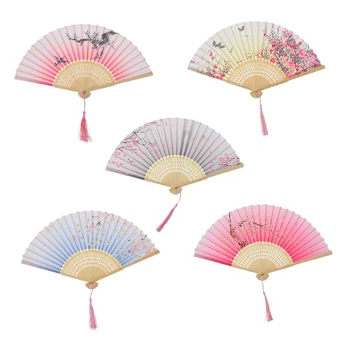 BIUDECO 5 Stück Faltfächer Japanischer Stil Blumenmuster Faltbare Handfächer Vintage Fan für Hochzeiten Tanzpartys und Dekoration BIUDECO 5 Stück Faltfächer Japanischer Stil Blumenmuster Faltbare Handfächer Vintage Fan für Hochzeiten Tanzpartys und Dekoration von BIUDECO