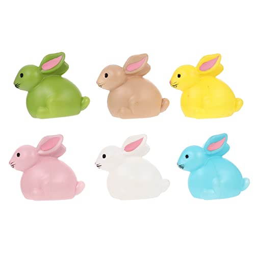 BIUDECO 6 Stück Teiliges Osterfestival Deko Kunststoff Tierfigur Ostern Hasenfiguren Bunte Farben Leichte Glatte Oberfläche Kinderfreundlich für Tisch Regal Schlafzimmer von BIUDECO