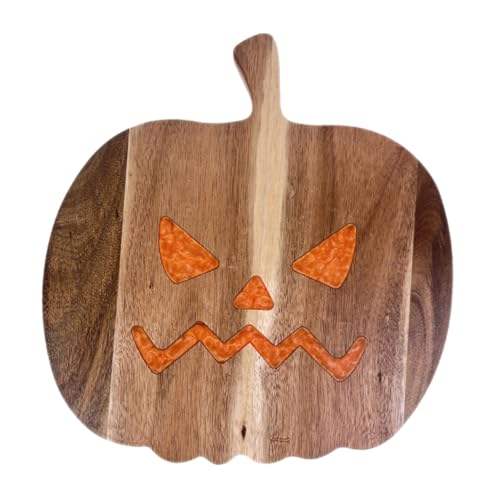 BIUDECO Halloween Schneidebrett Holz Kürbisform Verstärktes Schneidebrett für Fleisch Obst Käse Charcuterie Servierbrett Küchenbrett für Festliche Anlässe Zuhause von BIUDECO