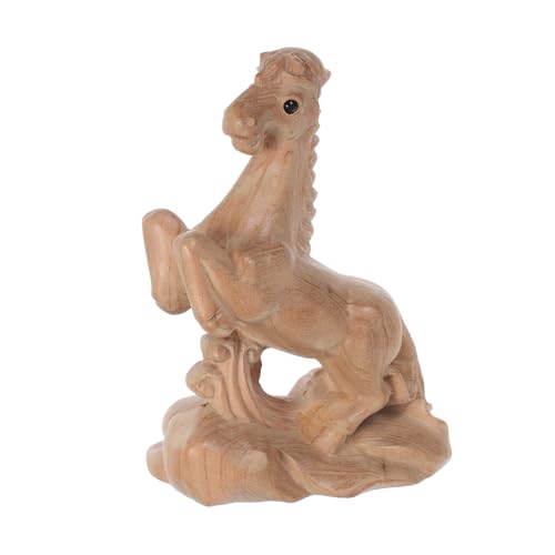 BIUDECO Holz Feng Shui Pferdeskulptur Chinesisches Tierkreiszeichen Holzfigur Tischdekoration für Büro und Zuhause Motivationssymbol Glücksbringer aus Feiner Holzschnitzerei von BIUDECO