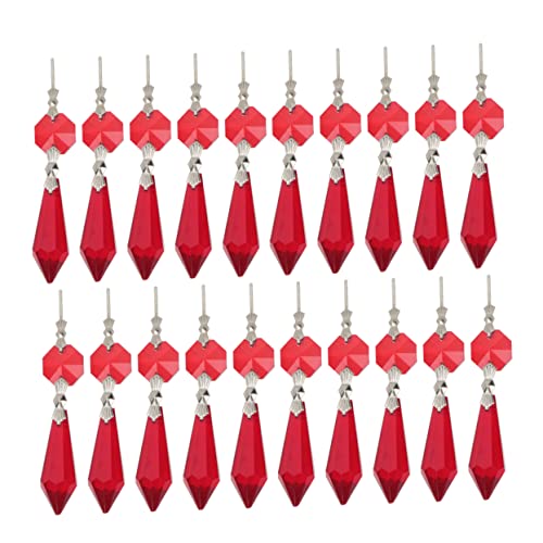 BIUDECO Kristallanhänger Rot Mit Perlen Prismen Für Kronleuchter Deckenleuchten Vorhänge Ornamente Selbermachen Hochzeit Display Projekt von BIUDECO