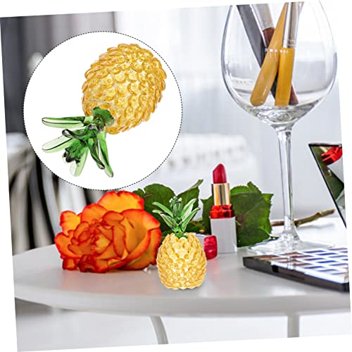 BIUDECO Kristallklarer Pineapple Ornament mit Smaragdgrünen Blättern Dreidimensional Facettiert Leicht und Vielseitig für Tischdekoration Büro und Geeignet von BIUDECO