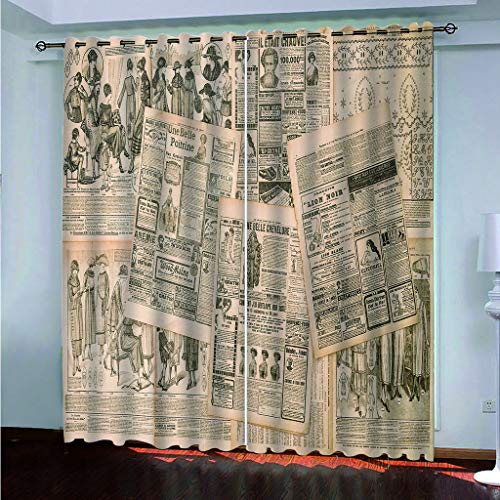 BIURKA Vorhang Blickdicht Mit Ösen Alte Zeitung 3D Verdunkelungsvorhang Gardine Polyester Für Schlafzimmer Kinderzimmer Wohnzimmer Dekoration 140x160cm BIURKA Vorhang Blickdicht Mit Ösen Alte Zeitung 3D Verdunkelungsvorhang Gardine Polyester Für Schlafzimmer Kinderzimmer Wohnzimmer Dekoration 140x160cm von BIURKA