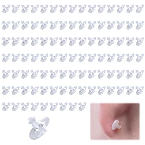 100er Packung Klar Gummi Ohrring Ohrstopper, Ohrring Stecker Verschluss, Verschluss für Ohrstecker, Passend für verschiedene Ohrringarten - Perfekt für DIY-Ohrringliebhaber von BIVOFU