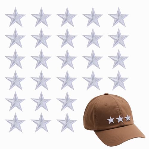 30 PCS Bügelbilder Stern Silber, Sterne zum Aufbügeln, Bügelbilder für Textilien, Bügelbilder Erwachsene, Taschen und Accessoires, Fügen Sie Einen Hauch von Personalisiertem Stil von BIVOFU
