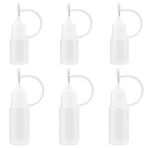 BIVOFU Dosierflasche, Nadelflasche,Quetschflasche Klein,Spritzflasche, zum Befüllen von Klebstoffen, Farben und anderen Flüssigkeiten,6Pcs 5ml/10ml Leerfläschchen, Wiederverwendbar und Präzise von BIVOFU