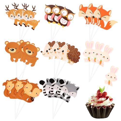 Wald Tier Party Kuchendeckel Woodland Cupcake Topper Dessert Picks für Babyparty Kindergeburtstag - 24 Stücke, Umweltfreundliche Tortenaufsätze, Ideal zur Dekoration von Kuchen und Cupcakes Wald Tier Party Kuchendeckel Woodland Cupcake Topper Dessert Picks für Babyparty Kindergeburtstag - 24 Stücke, Umweltfreundliche Tortenaufsätze, Ideal zur Dekoration von Kuchen und Cupcakes von BIVOFU