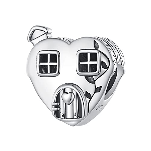 BIXPAK Damen 925 Sterling Silber kleines Herz Haus Bead Charms, DIY Sweet Home handgemachter Anhänger for Pandora oder andere Arten von europäischen Armbändern und Halsketten BSC871 von BIXPAK