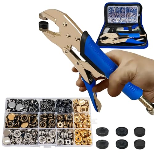 BIXRINO Druckknopf Set mit Zange – Heavy Duty Profi Druckknopfzange mit 15mm Edelstahl Druckknöpfe, für Leder, dicker Stoff, Persenning & DIY von BIXRINO