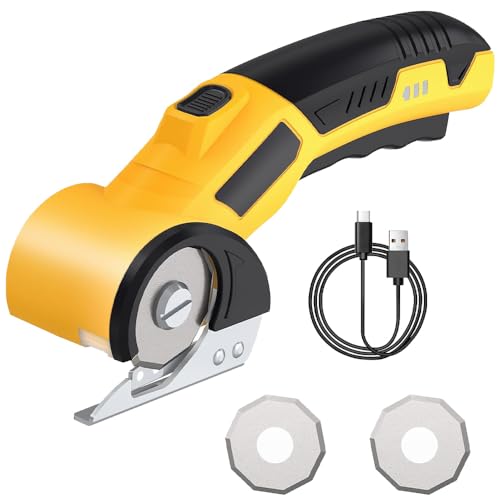 BIZOI Kabellose Rollschneider, 3.6V Rotationsschneider Wiederaufladbar, Schnurlose Elektrische Schere, Kartonschneider Elektrisch, Kabellose Rollschneider für Stoffe Teppich Leder Filz Karton Pappe von BIZOI