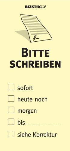 BIZSTIX® Business Haftnotizen"Bitte schreiben" - 1 Packung mit 5 Haftnotizblöcken zu je 100 Blatt, 75 x 35 mm von BIZSTIX