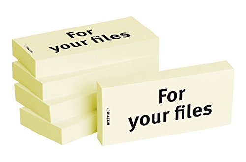 BIZSTIX® Business Haftnotizen"For your files" - 1 Packung mit 5 Haftnotizblöcken zu je 100 Blatt, 75 x 35 mm von BIZSTIX
