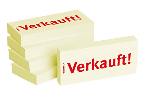 BIZSTIX® Business Haftnotizen"Verkauft!" - 1 Packung mit 5 Haftnotizblöcken zu je 100 Blatt, 75 x 35 mm von BIZSTIX