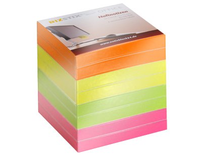 BIZSTIX® Office Haftnotizen (8 Stück) pink, grün, gelb, orange 7,5 x 7,5 cm von BIZSTIX