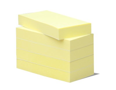 Haftnotizen BIZSTIX® Office -vanille- farbig, 5 Blöcke je 100 Blatt, 30 x 75 mm, 80 g/m² Offset pastellgelb von BIZSTIX