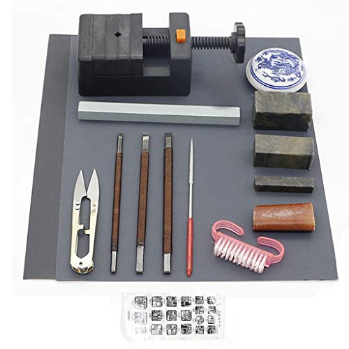 BIlinli Seal Stamp Stone Carving Tool Meißel / 15 Stück Chinese Seal Stamp Stone, Holz Seal Bed Stamp Geschnitztes Bett zum Schnitzen von Stamp Stone von BIlinli