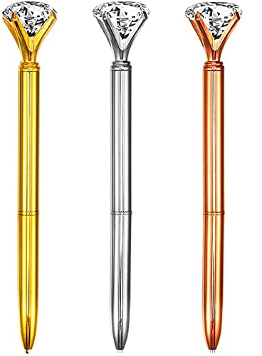 Diamond Kugelschreiber Diamant Stift 3 Stück Mehrfarbige Big Bling Metallstifte mit Diamantplatte für das Schulbüro Kugelschreiber von BJ-SHOP