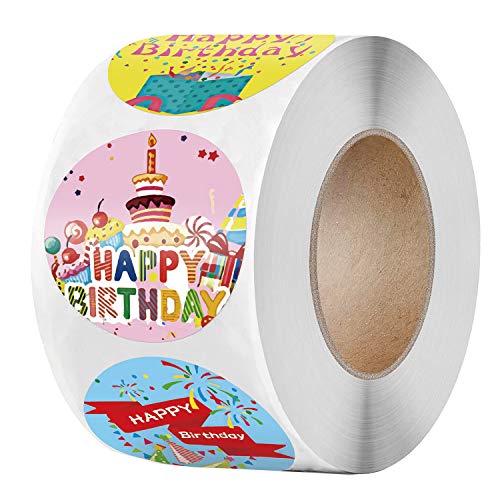 Geburtstags Aufkleber für Kinder Aufkleber Geburtstag Runde Papieretiketten für Weihnachten Geburtstagsfeier Dekoration 500 Stk Sticker von BJ-SHOP