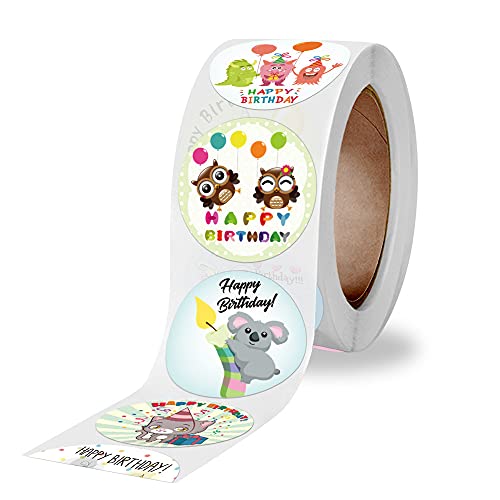 TX 500 Stück/Rolle Alles Gute zum Geburtstag Stickers Etiketten Aufkleber, für Geschenk Party Umschlag Dekoration DIY-Geschenk von BJ