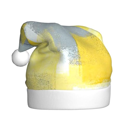 BJNGHKLN Grauer und gelber abstrakter Kunstgemälde-Druck, Weihnachtsmannmütze für Erwachsene, festlicher Weihnachtsparty-Hut, Weihnachtsfeiertagsdekoration, Hut BJNGHKLN Grauer und gelber abstrakter Kunstgemälde-Druck, Weihnachtsmannmütze für Erwachsene, festlicher Weihnachtsparty-Hut, Weihnachtsfeiertagsdekoration, Hut von BJNGHKLN