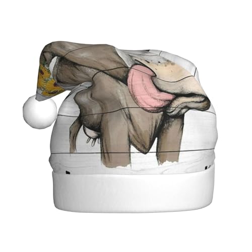 BJNGHKLN Kuh-Sonnenblumen-Haus-Druck, Weihnachtsmann-Mütze für Erwachsene, festlicher Weihnachtsparty-Hut, Weihnachtsdekoration, Hut BJNGHKLN Kuh-Sonnenblumen-Haus-Druck, Weihnachtsmann-Mütze für Erwachsene, festlicher Weihnachtsparty-Hut, Weihnachtsdekoration, Hut von BJNGHKLN