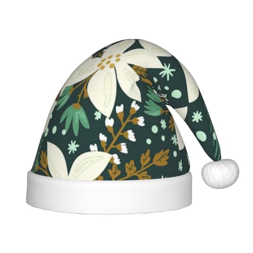 BJNGHKLN Weihnachtsmütze mit Blumenmuster für Kinder, festliche Weihnachtsparty-Hut, Weihnachtsdekoration, Hut von BJNGHKLN