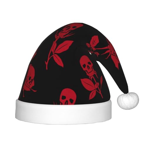 BJNGHKLN Weihnachtsmütze mit Totenkopf-Rosen-Aufdruck, für Kinder, festlicher Weihnachtsparty-Hut, Weihnachtsdekoration, Hut BJNGHKLN Weihnachtsmütze mit Totenkopf-Rosen-Aufdruck, für Kinder, festlicher Weihnachtsparty-Hut, Weihnachtsdekoration, Hut von BJNGHKLN