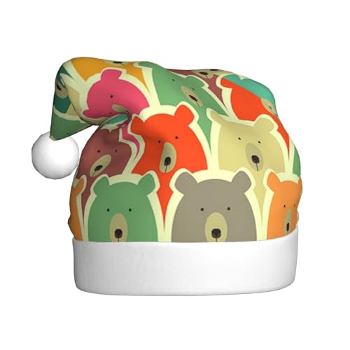 BJNGHKLN Weihnachtsmütze mit buntem Bären-Aufdruck, für Erwachsene, festliche Weihnachtsfeier, Weihnachtsdekoration, Hut BJNGHKLN Weihnachtsmütze mit buntem Bären-Aufdruck, für Erwachsene, festliche Weihnachtsfeier, Weihnachtsdekoration, Hut von BJNGHKLN