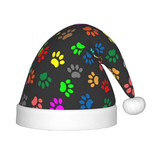 BJNGHKLN Weihnachtsmütze mit buntem Hundekrallen-Druck, schwarzer Druck, für Kinder, festliche Weihnachtsparty-Hut, Weihnachtsdekoration, Hut BJNGHKLN Weihnachtsmütze mit buntem Hundekrallen-Druck, schwarzer Druck, für Kinder, festliche Weihnachtsparty-Hut, Weihnachtsdekoration, Hut von BJNGHKLN