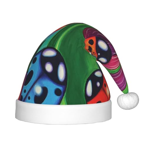 BJNGHKLN Weihnachtsmütze mit buntem Marienkäfer-Aufdruck, für Kinder, festliche Weihnachtsfeier, Weihnachtsdekoration, Hut von BJNGHKLN