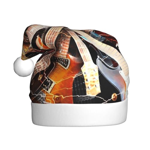BJNGHKLN Weihnachtsmütze mit magischer E-Gitarre, Musikdruck, für Erwachsene, festlicher Weihnachtsparty-Hut, Weihnachtsfeiertags-Dekorationen BJNGHKLN Weihnachtsmütze mit magischer E-Gitarre, Musikdruck, für Erwachsene, festlicher Weihnachtsparty-Hut, Weihnachtsfeiertags-Dekorationen von BJNGHKLN
