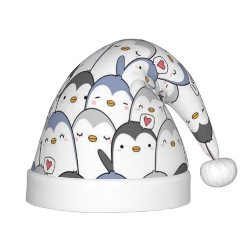 BJNGHKLN Weihnachtsmütze mit niedlichem Pinguin-Druck für Kinder, festlicher Weihnachtsparty-Hut, Weihnachtsdekoration, Hut von BJNGHKLN