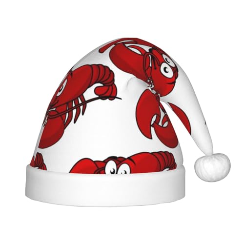 BJNGHKLN Weihnachtsmütze mit rotem Hummer-Druck, für Kinder, festlicher Weihnachtsparty-Hut, Weihnachtsdekoration, Hut von BJNGHKLN