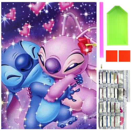 5D Diamond Painting Stitch, DIY Stitch Diamond Painting, Diamond Painting Lilo und Stitch, Cross Stitch Embroidery Diamant Painting for Children, Adults, Living Room, Wall, Bedroom Decoration von BJPERFMS