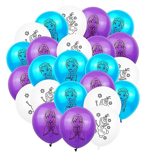Elsa Luftballons, 24PCS Elsa Ballons, Eiskönigin Latex Ballons, Frozen Luftballons Geburtstag, Helium Ballons, Frozen Geburtstagsdeko, Deko Ballons Party Set für Kinder von BJPERFMS