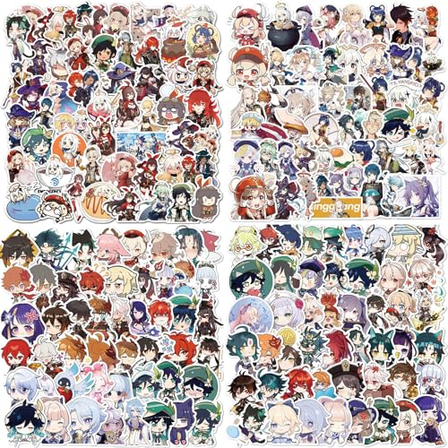 Genshin Impact Stickers, 200PCS Anime Genshin Stickers Kawaii, Genshin Impact Merch, Cute Sticker Anime, Genshin Anime Aufkleber, Waterproof Vinyl Sticker von BJPERFMS