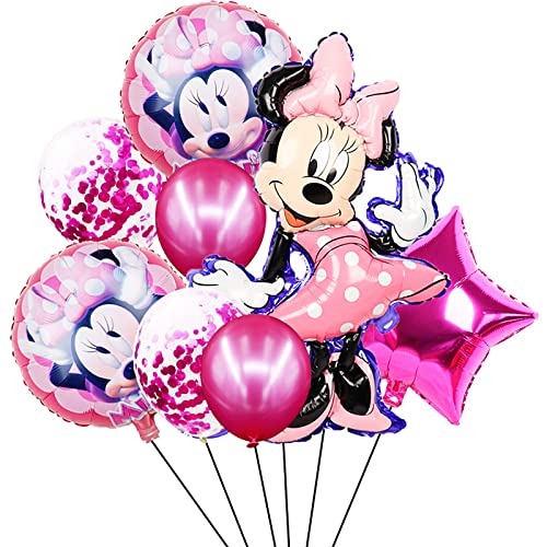 Minnie Mouse Ballons, Minnie Mouse Luftballon, Minnie Folienballon, Heliumballon, Helium Ballon, für Kindergeburtstag Dekoration, Kinder Geburtstag Party Deko, 8PCS von BJPERFMS