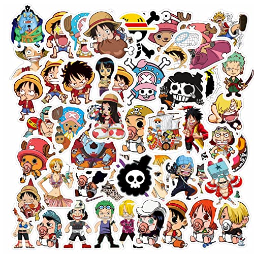 One Piece Sticker, 100PCS One Piece Aufkleber, Anime Sticker, Vinyl Stickers, Luffy Anime Stickers, Wasserdicht Aufkleber, Cartoon Party Mitgebsel, für Mädchen Jungen Erwachsene von BJPERFMS