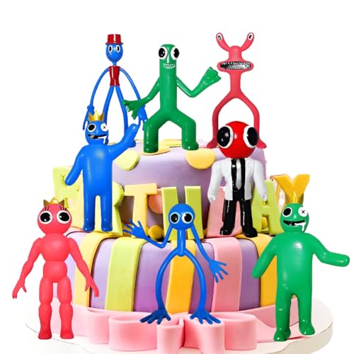 Robllox Rainbow Friends Figuren Set, Robllox Rainbow Friends Figur, Robllox Tortendeko, Kuchen Deko, Cake Deko Figuren, Minifigur, Torte Deko, Cake Topper, Tortenaufleger, Cupcake Dekoration, 8PCS von BJPERFMS