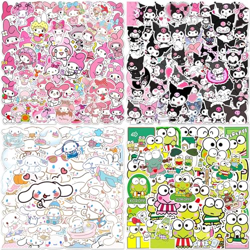 BJPERFMS Sanrio Sticker, 200PCS Cinnamoroll Kawaii Sticker, My Melody Anime Sticker, Kuromi Sticker Kawaii, Cute Sticker Anime, Sanrio Anime Aufkleber, Waterproof Vinyl Sticker von BJPERFMS
