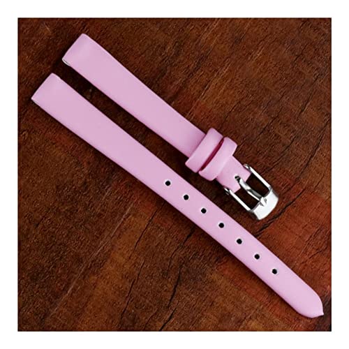 BJQZX Uhrenarmband Uhren zubehör gürtel Frauen mädchen Armbands echtes Lederband uhrband 8mm 10mm 12mm 14mm 16mm 18mm 20mm 22mm 24 (Band Color : Pink, Band Width : 10mm) von BJQZX
