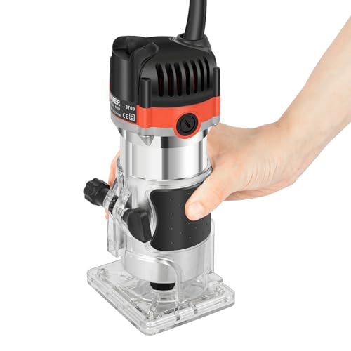 BJTDLLX Oberfräse 800W Elektrischer Kantenfräse, Einhandfräse Trimmer für Holzverarbeitung, Handfräse Holzfräse 30000r/min Oberfräse Trimmer, für Schneiden, Holznuten von BJTDLLX