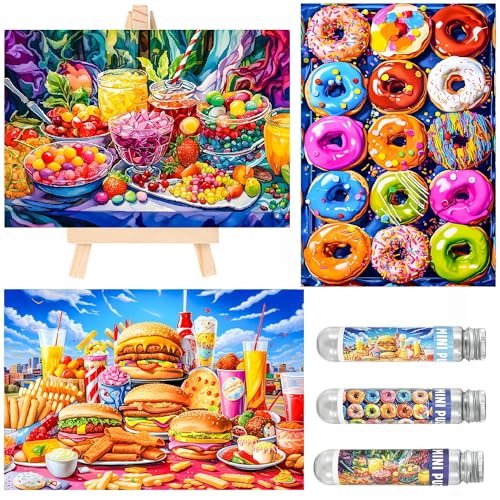 Kleines Puzzle für Erwachsene, 150 Teile, Vintage-Donut-Malerei, bunte Süßigkeiten, Mini-Puzzle, Ölgemälde, anspruchsvolle Mini-Puzzles, kleine Puzzles, 150 x 10 cm, 3 Stück, Mini-Staffelei im von BJscoe