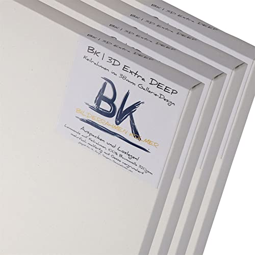 4X BK extra DEEP KEILRAHMEN 40x50cm | Leinwände auf Keilrahmen 40x50 cm | extra hohe Keilrahmen mit Leinwandtuch, quadratische malfertige bespannte Keilrahmen zum Malen 4X BK extra DEEP KEILRAHMEN 40x50cm | Leinwände auf Keilrahmen 40x50 cm | extra hohe Keilrahmen mit Leinwandtuch, quadratische malfertige bespannte Keilrahmen zum Malen von BK BILDERRAHMEN KOLMER